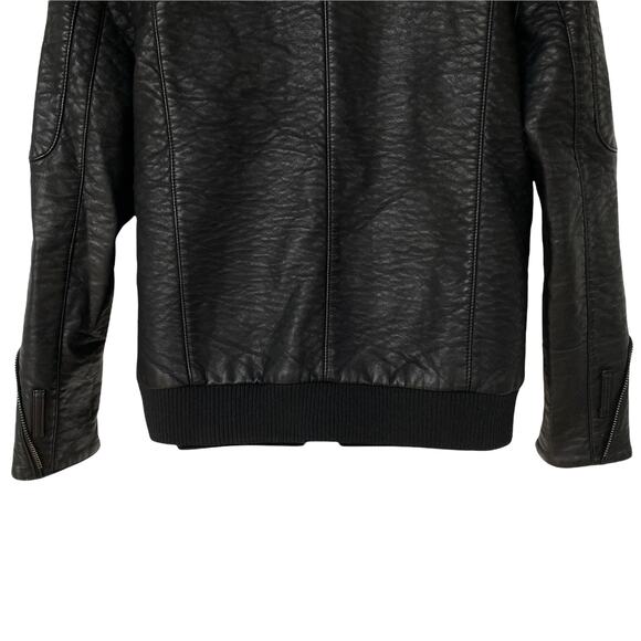asos Moto Jacket Black Faux Leather Biker Motorcycle Coat Women's Size 8 - Picture 8 of 10